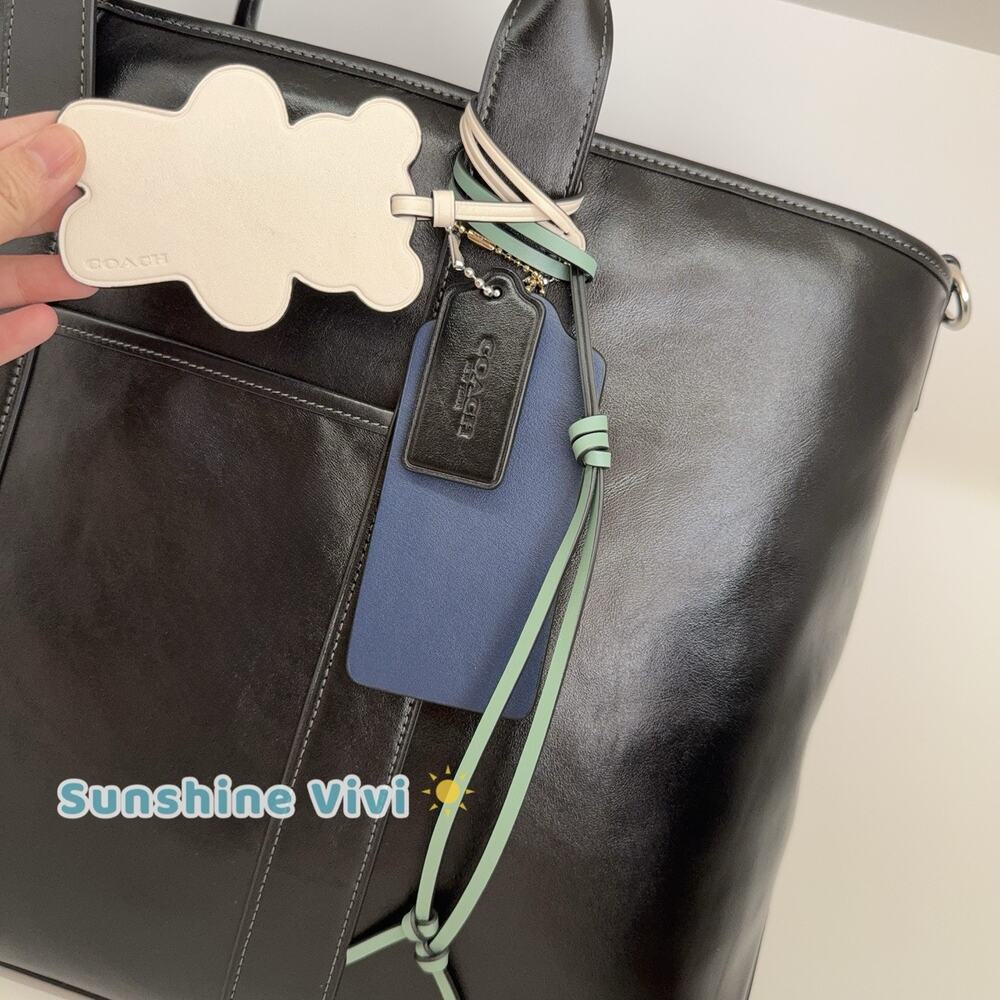 NWT Coach Grayson Tote Bag Charm CDY45 Silver/Black Shiny smooth Calf Leather - Picture 5 of 9